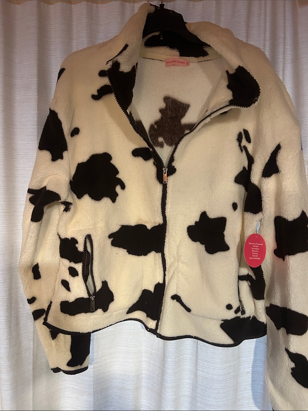 Cow print fleece jacket NWT